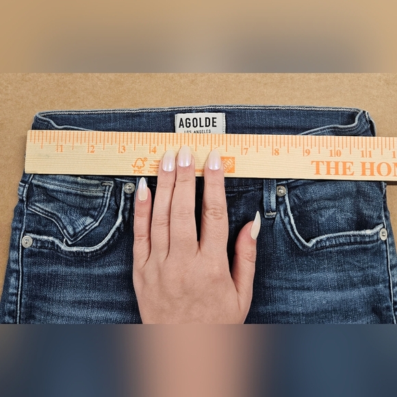 AGOLDE High Rise Raw Hem Crop Skinny Denim Jean Size 24 Dark Wash A018-2022 - Picture 11 of 16